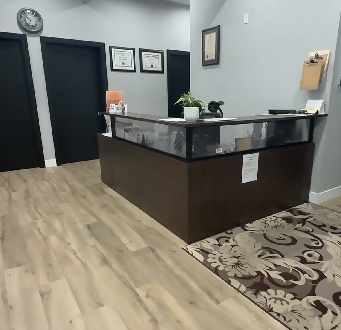 Reception area inside the Somatic Place office at 72 Vienna Road