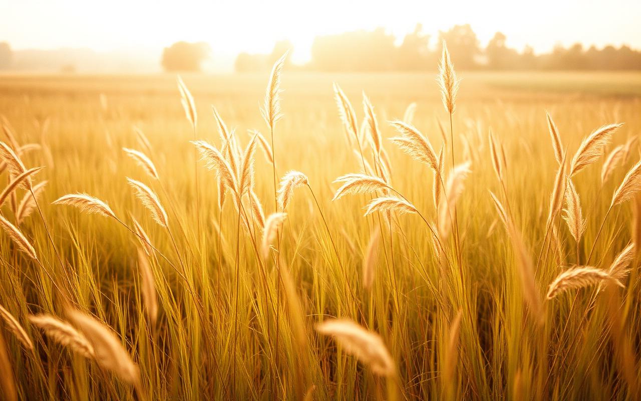 Sunlit meadow with soft grass